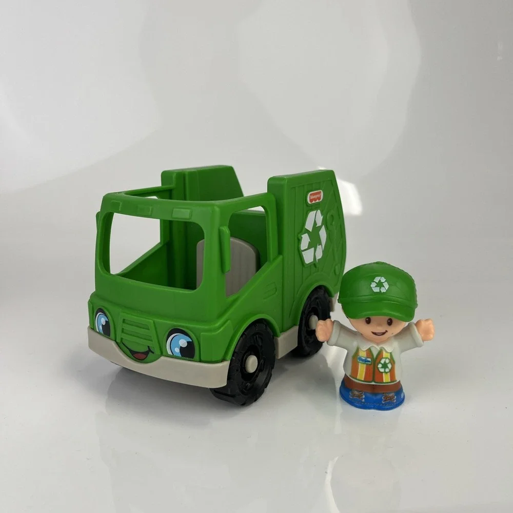 Fisher Price Little People Green Recycle Garbage Truck & Figure